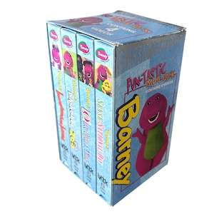 Barney Classic Collection Fun-tastic Value Pack VHS 4-Tape Set Show Collection Vintage Kids TV Show Purple Dinosaur Kidcore Retro
