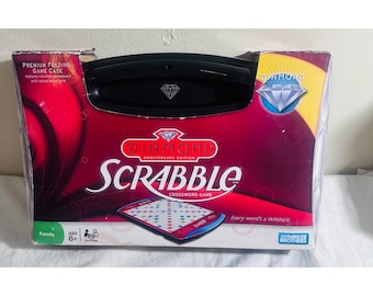 Scrabble Diamond 60th Anniversary Edition 2008 Deluxe Folding Travel Game VTG