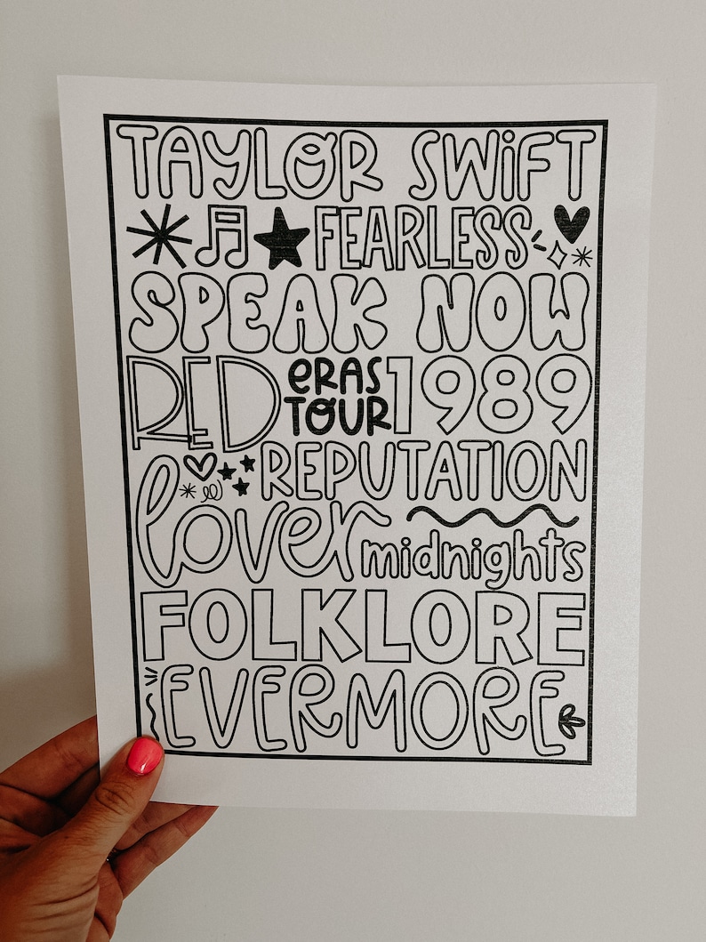 Taylor Swift Eras Tour Coloring Sheets - Etsy