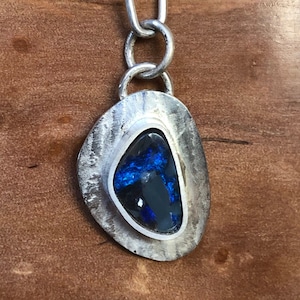 Australian Boulder black opal sterling silver pendant