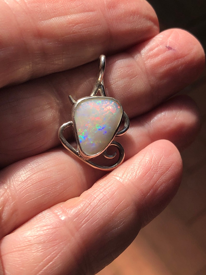 White opal sterling silver pendant