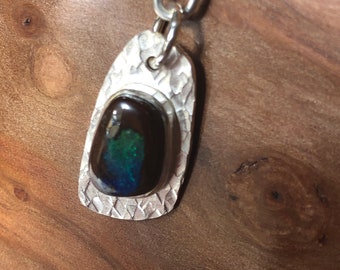 Boulder opal sterling silver pendant