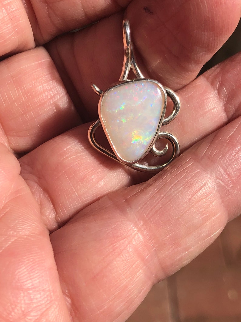 White opal sterling silver pendant
