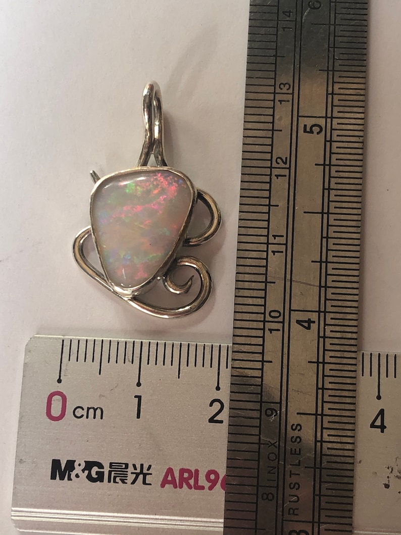 White opal sterling silver pendant