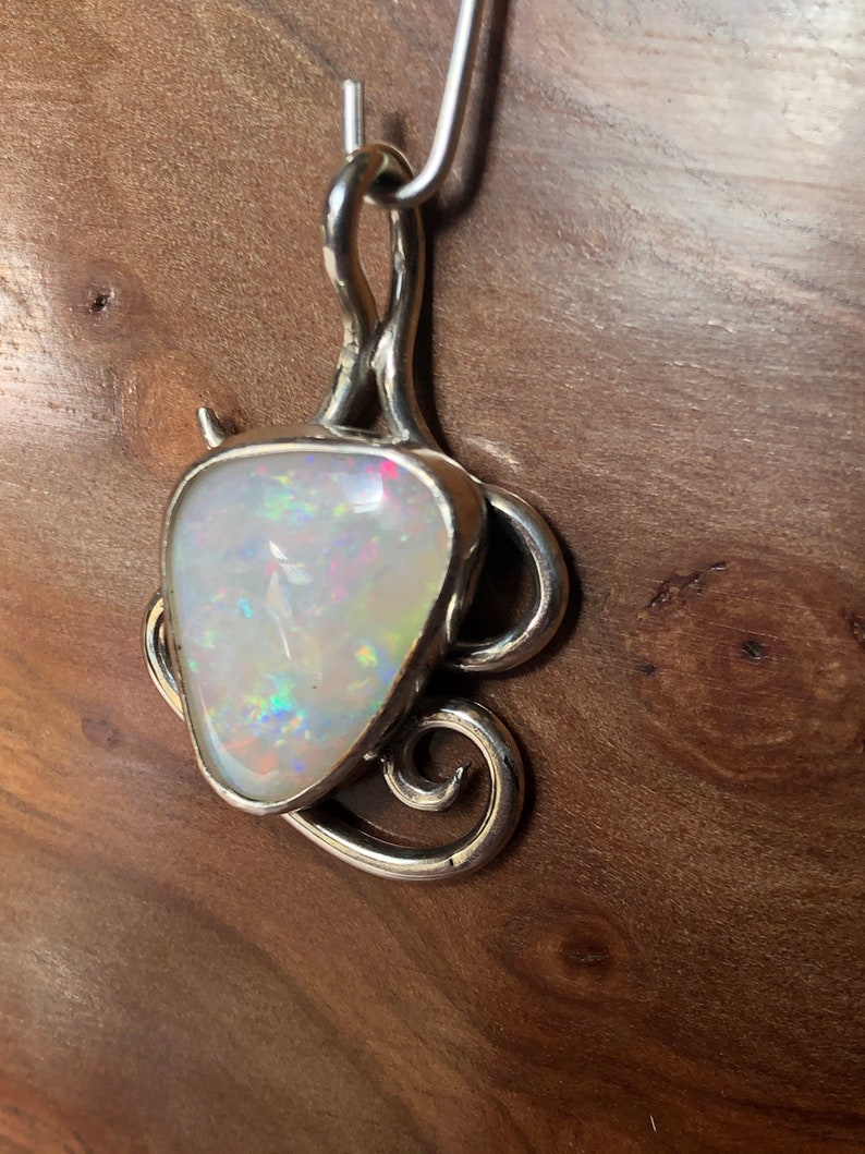 White opal sterling silver pendant