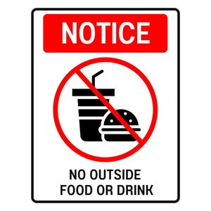 Printable No Eating or Drinking Food Signs in US Letter and A4 Sizes | Digital Print