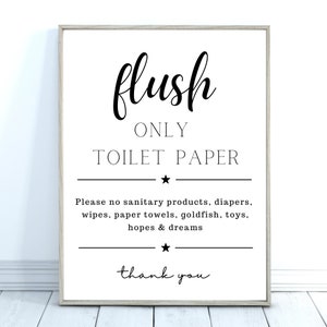 Toilet Paper Only Sign, Septic System Sign, Do Not flush, Bathroom Sign Wall Art Digital Print
