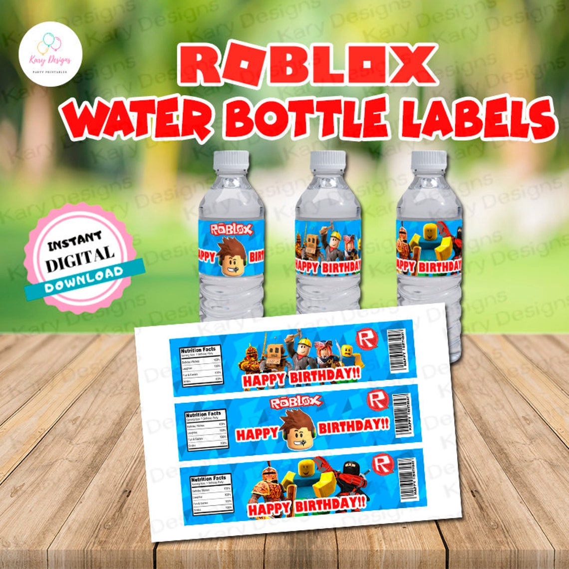 Roblox Water Bottle Labels printable labels Digital File Etsy