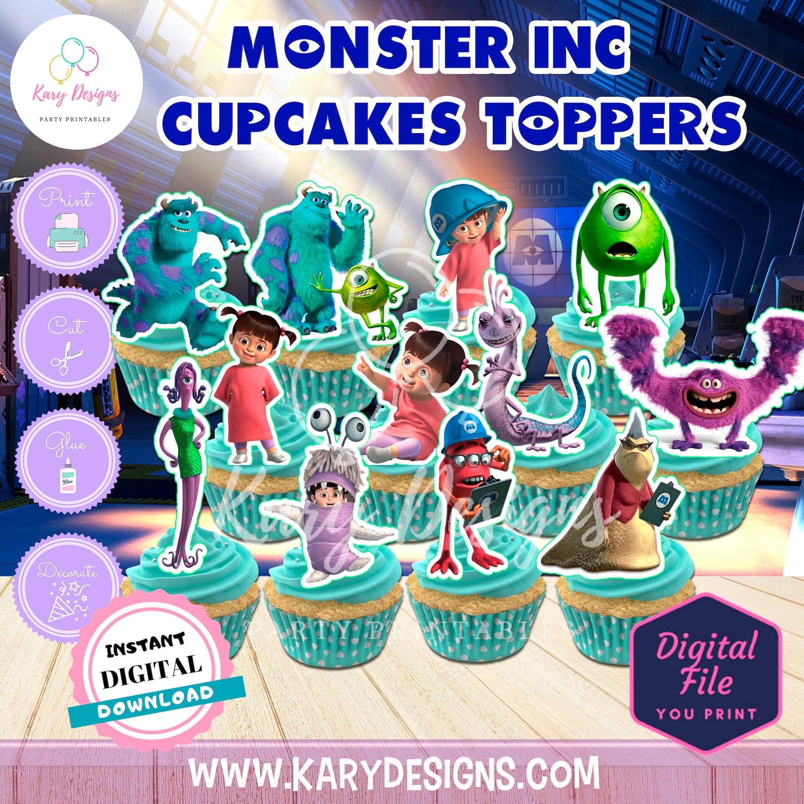 Monster Inc cupcakes toppers Boo cupcakes toppers Monster Etsy