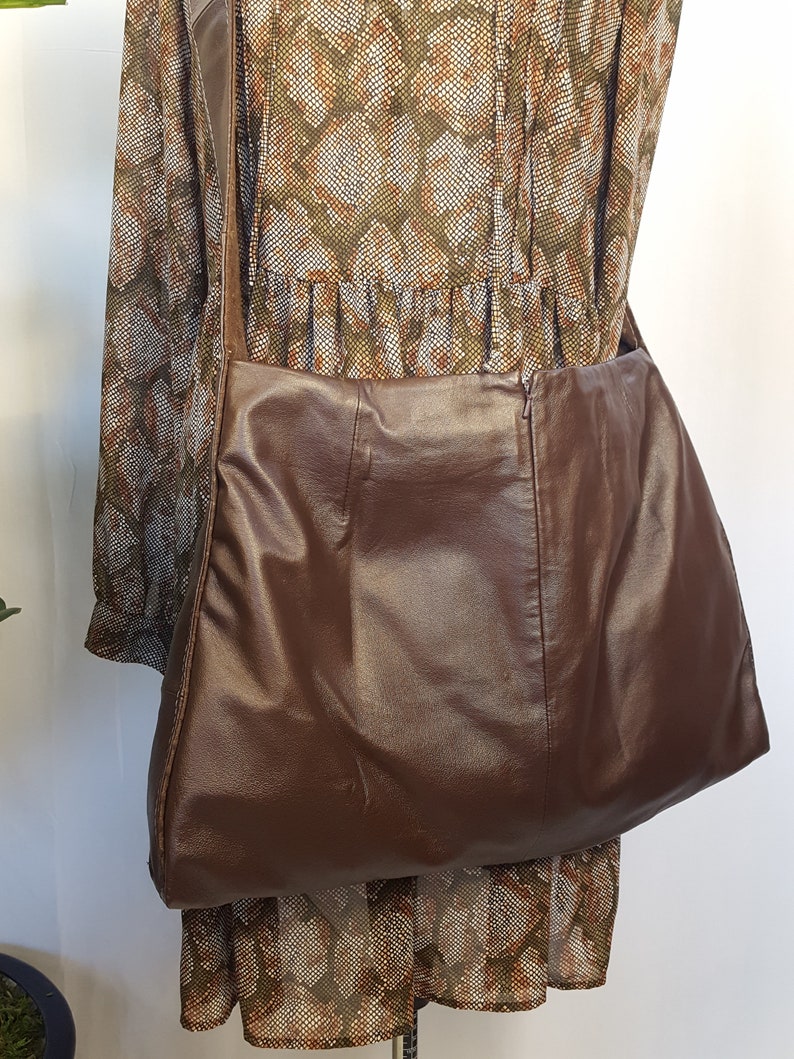 Brown Leather Cross Body Bag Made From Recycled Leather - Etsy