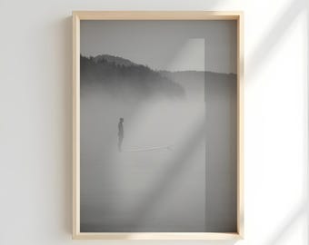 Surfer in Fog – Moody Tofino BC Coastal Landscape Print