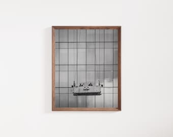Chicago Architecture Print: Window Washers on City Skyline