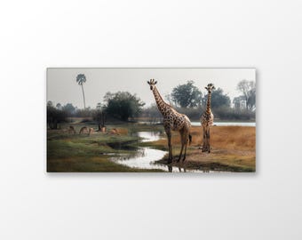 African Giraffe Canvas Print: Okavango Delta Safari Fine Art