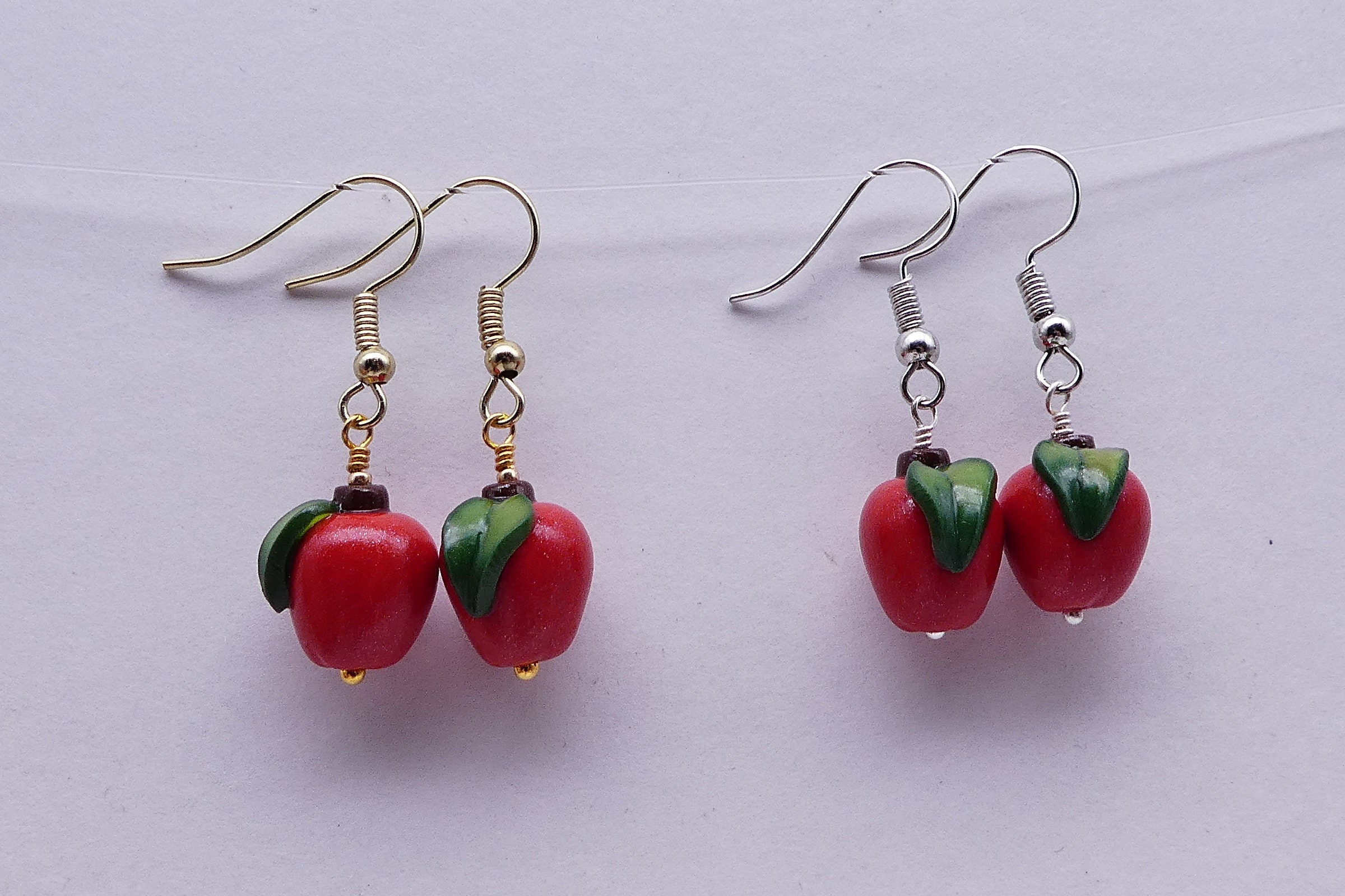 Novelty Earrings / Apple Earrings / Red Apple Jewelry / Etsy