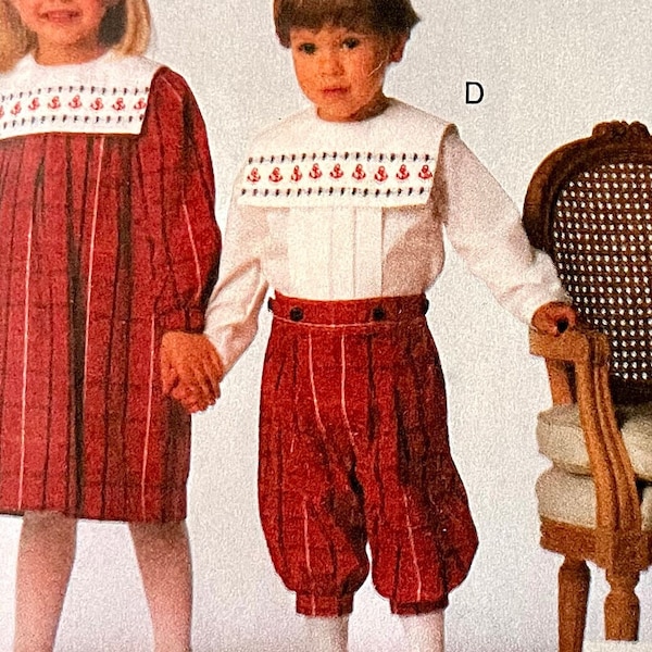 UNCUT 1993 Butterick 3099 children's dress, top and  knickers, pattern designed by Judy Lynn; sizes 1-2-3 or 4-5-6.