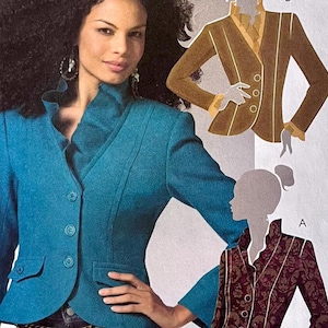 UNCUT 2006 McCall&#39;s 5242 misses three-button lined jackets with close fit, sleeve and collar variations; sizes 14-20, busts 36&quot;-42&quot;.