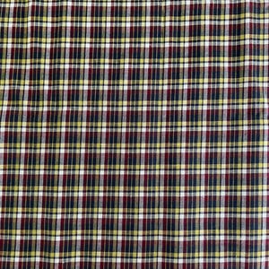 44&quot; wide x 3 yards 32&quot; long shirt-weight cotton poly plaid fabric , drapes great, feels silky, excellent condition.