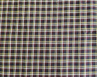 44" wide x 3 yards 32" long shirt-weight cotton poly plaid fabric , drapes great, feels silky, excellent condition.
