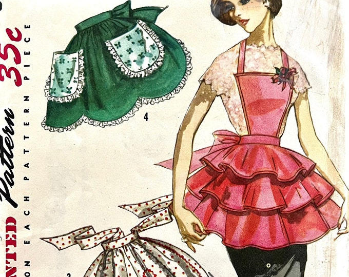 Complete, Mostly Uncut 1956 Simplicity 1805 Misses' Hostess Aprons With ...