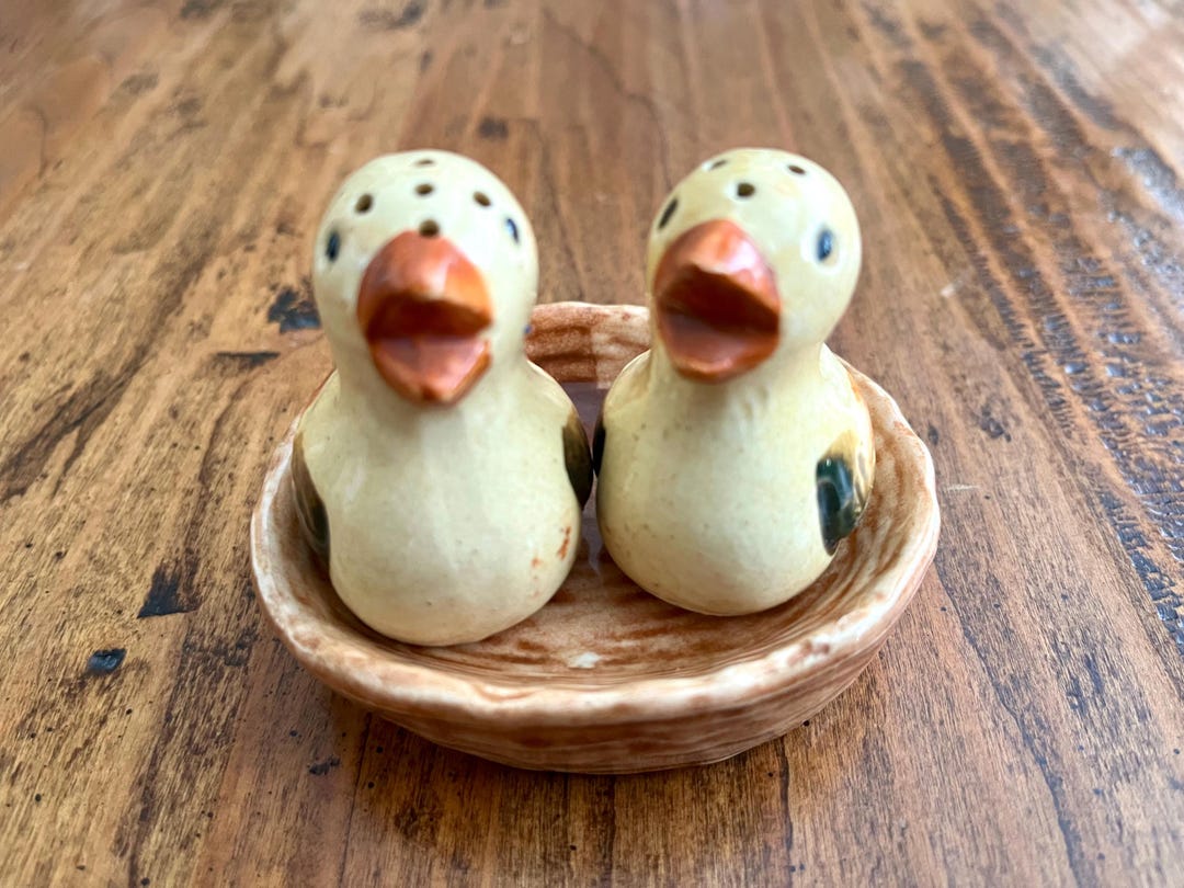 Occupied Japan Chicks Salt and Pepper Shakers in Nest, Hand