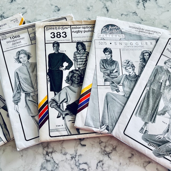 UNCUT vintage Stretch & Sew mist patronen voor sportkleding en vrijetijdskleding, hardloopshorts, trainingsjacks, poloshirts, loungejurken, sweaters.