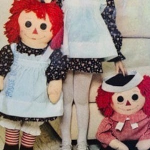 UNCUT vintage McCall&#39;s 4268, 8378, 5567, 3998, 712 or 628  Raggedy Ann, Andy 36&quot; doll, iron-on transfers, clothing included.