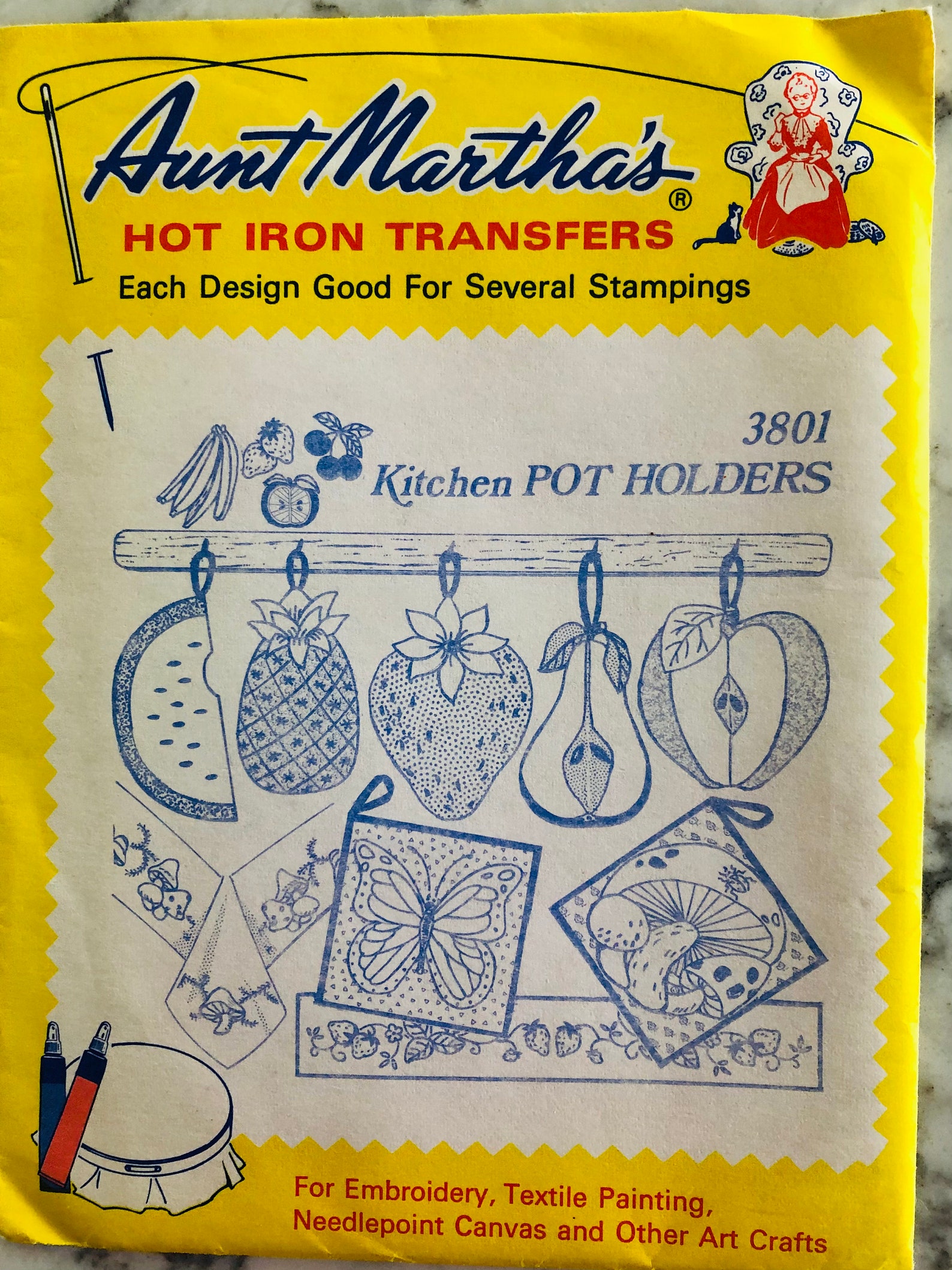 Set of 6 different Aunt Martha's embroidery patterns using Etsy