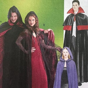 UNCUT 2003 McCall's 4139 men's, misses', teen's easy 2-hour lined or unlined cape costumes; chest sizes 31.5"-44".