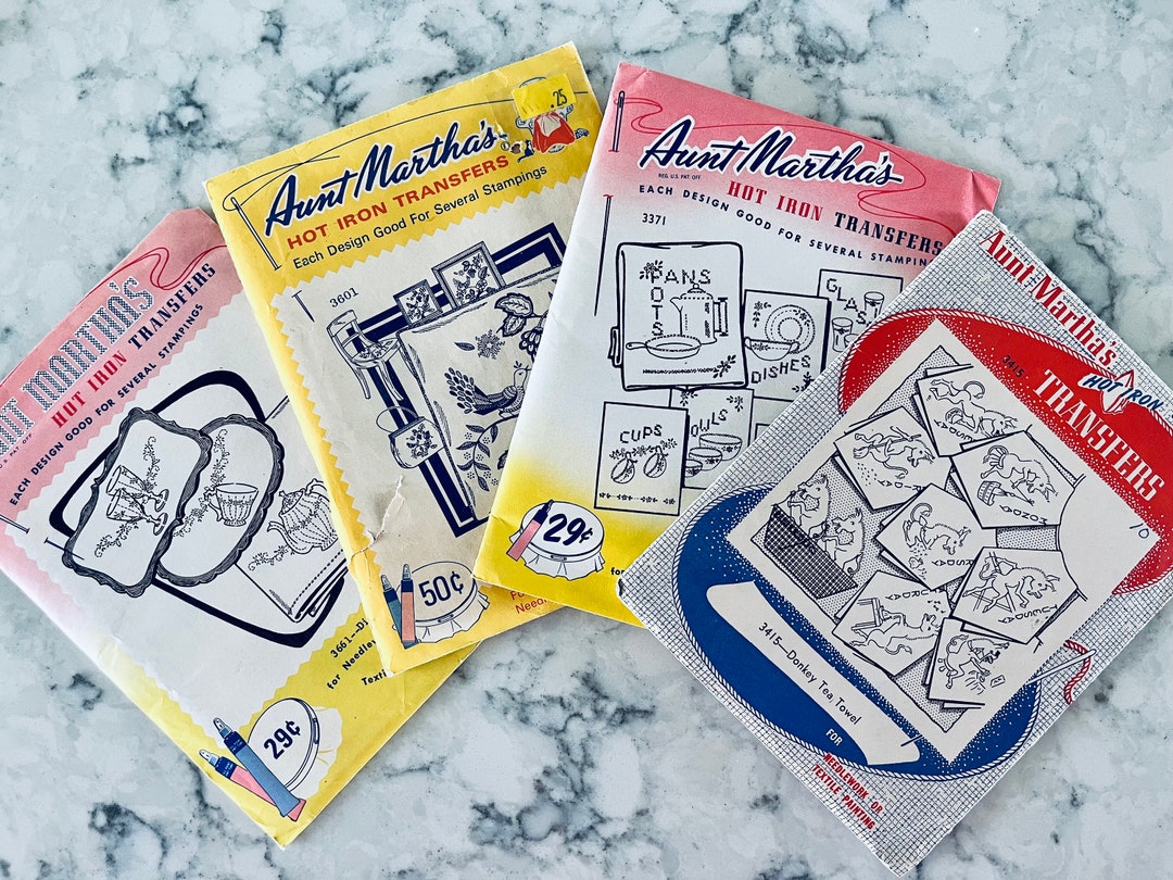 UNCUT Vintage Aunt Martha's Hot Iron Transfers for Embroidery, Crewel ...