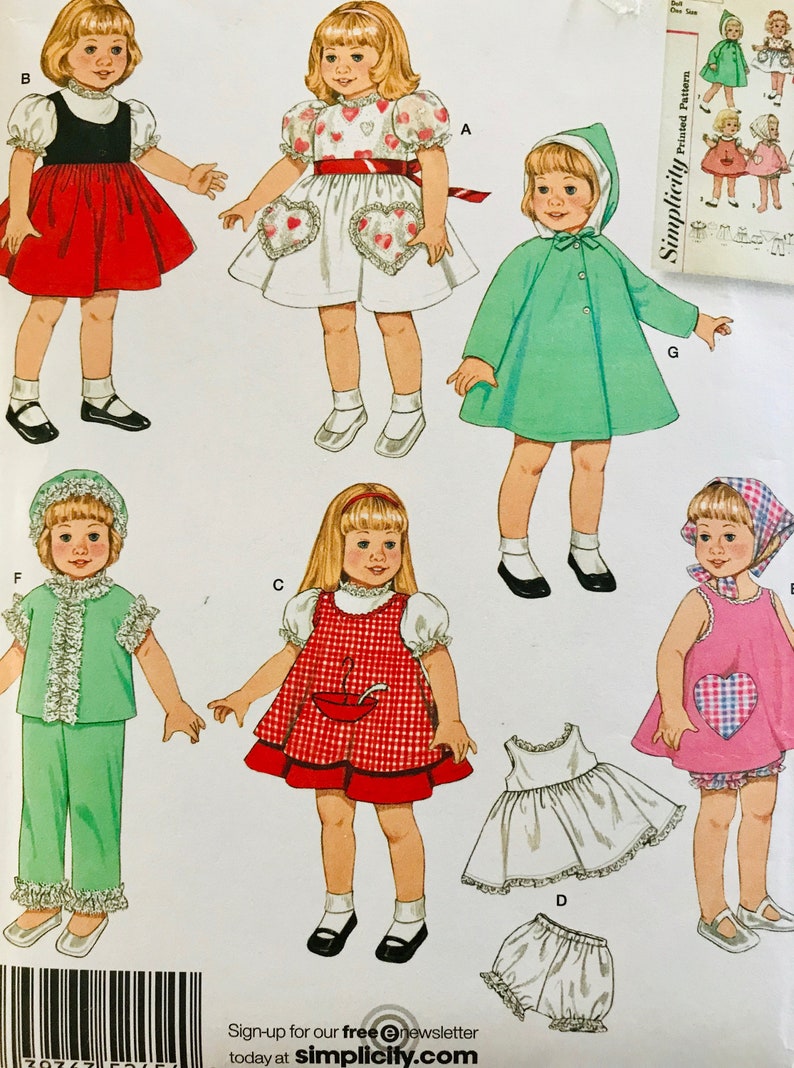 Velvet etc Crissy Kerry Simplicity 9698-17 1//2 inch doll clothes pattern