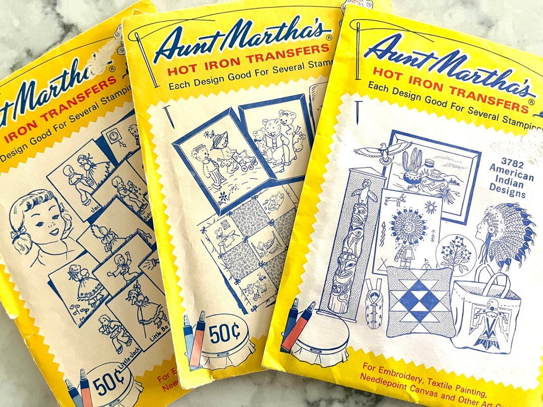 UNCUT Vintage Aunt Martha's Hot Iron Transfers, Each in Unused ...