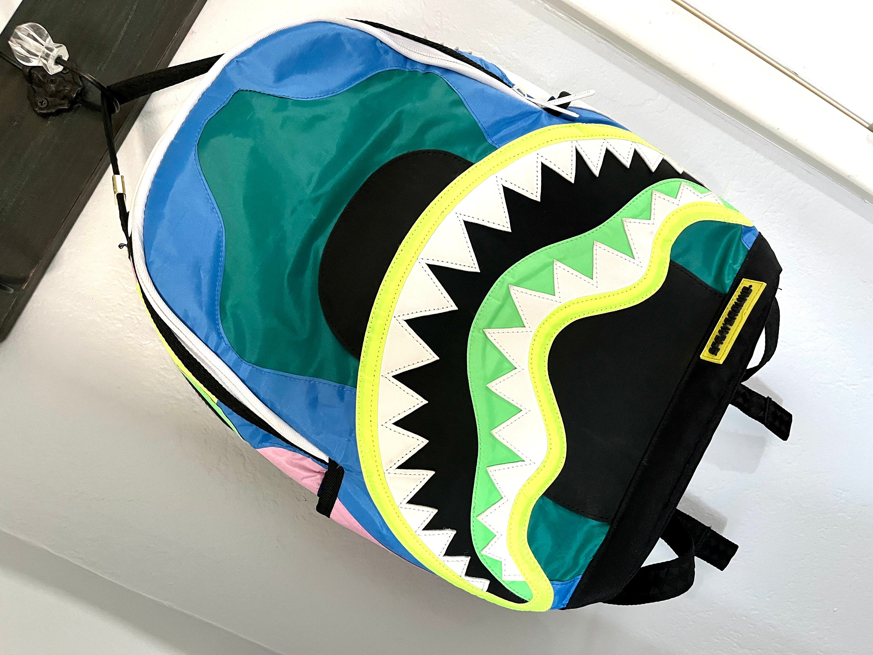 Sprayground Glow In The Dark Black Shark Mouth Backpack School Laptop Books  Bag