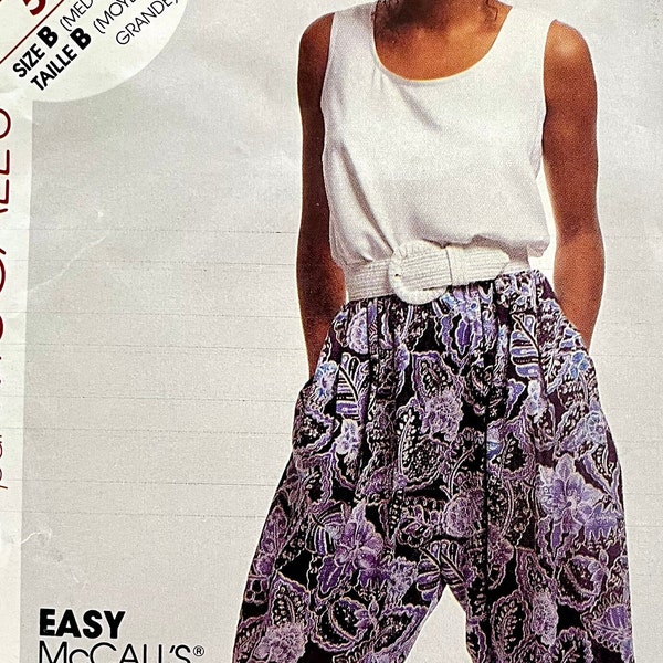 Modèle non coupé de débardeur McCall's Stitch 'n Save 5346 de 1991 et motif rap hip hop ou pantalon de parachute ; tailles M (14-20), tailles 28"-34".