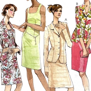 UNCUT 2002 McCall's 3567 misses' sleeveless semi-fitted dress with square neck, lined jacket with notched collar; sizes 12-18, busts 34"-40"