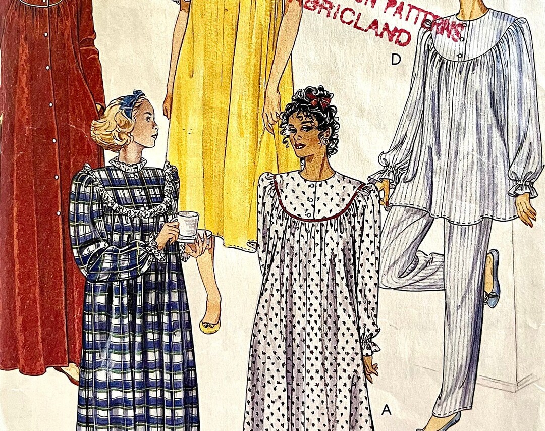 Complete 1990 Mccall's 5099 Misses' Round-yoked, Button-front Robe ...