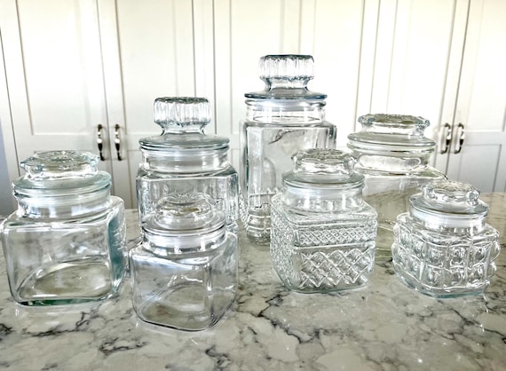 Anchor Hocking ガラスキャニスター 3個セット Anchor Hocking Glass Food Storage Containers with Lids, 3