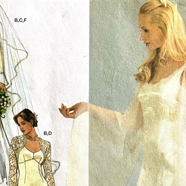 UNCUT 2004 Simplicity 4777 misses' bridal gown, evening gown, shrug and bag, instructions for veil included; sizes 14-16-18-20 included.