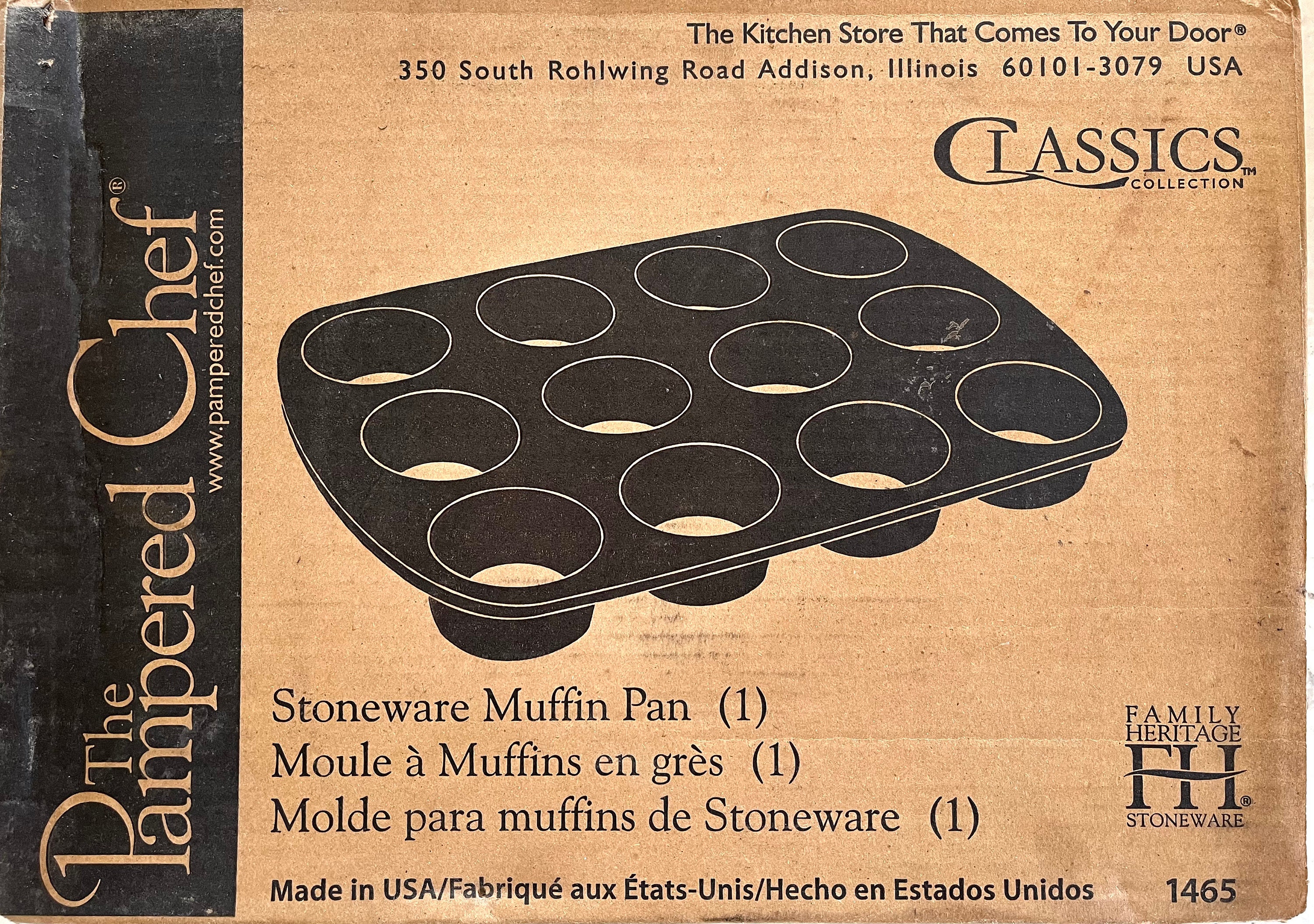 Pampered chef 1465 Stoneware Muffin Pan12 Cup Classic for Sale