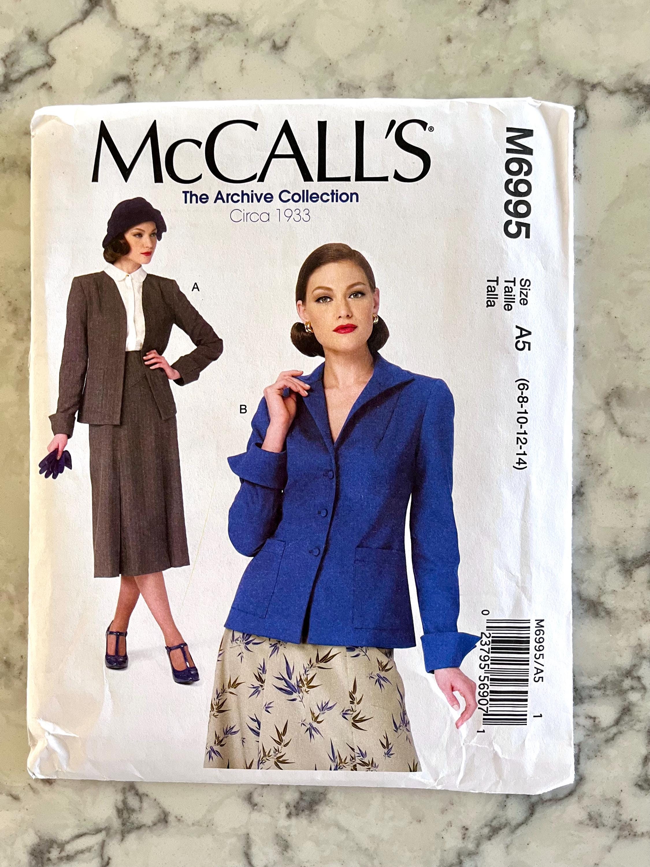 UNCUT 2014 Mccall's 6995 Circa 1933 Jackets From the Archive Collection ...