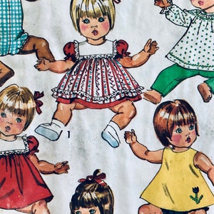 UNCUT 1980 Simplicity 9508 baby doll clothes pattern for 18&quot; -20&quot; dolls; romper, dresses, panties, top, pants, pinafore
