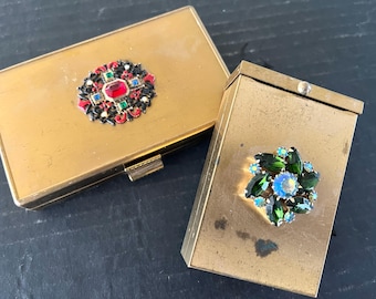 1960s Vintage Rhinestone Cigarette Case Business Card Case - FREE SHIPPING 
