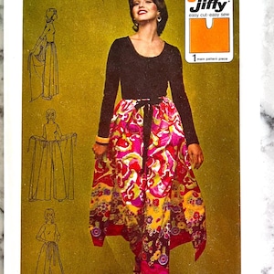 OSKRIDNA 1972 Simplicity 5082 missar Super Jiffy omlott- och knytbyxkjol, en storlek passar midjor 61-80 cm.