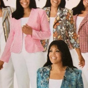 UNCUT 2006 Simplicity 4302 misses&#39; Khaliah Ali Collection unlined jacket with front variations, sizes 18, 20, 22, 24, busts 40, 42, 44, 46