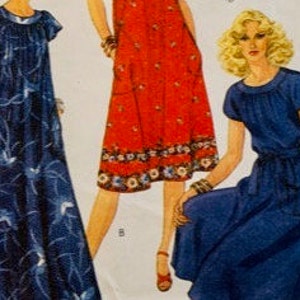 Vestido estilo muu-muu para señoritas McCall&#39;s 7888, con canesú redondo, modelo 1982, dos largos con opciones de mangas, talla 22-24, busto 44&quot;-46&quot;.
