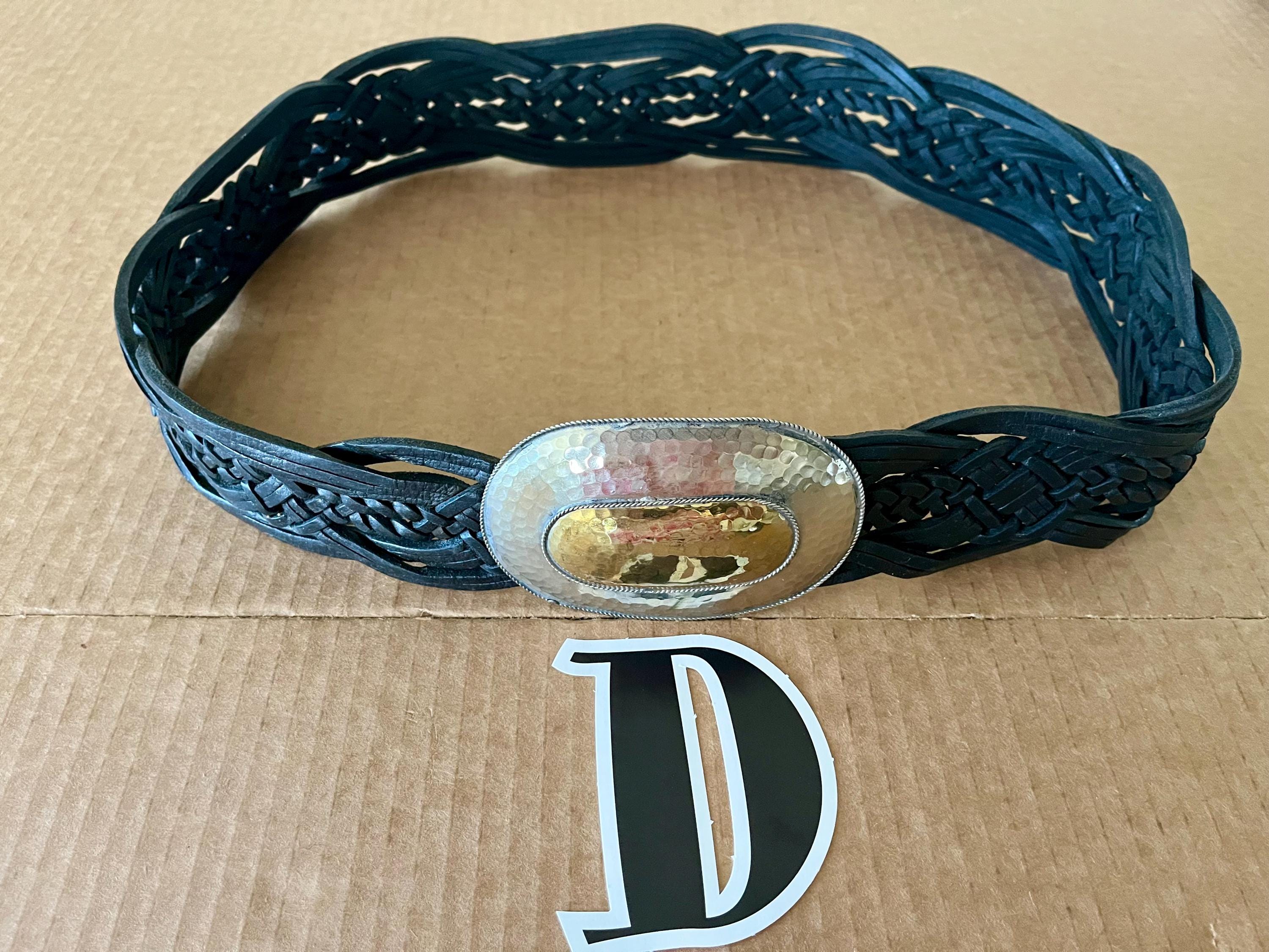 Chicos Black Leather Gold w Black Enamel Eye Buckle Adjustable Belt Concitor Men main image 4