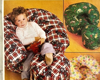 UNCUT 1999 McCall's 2551 children's stuffed chair and ottoman pattern, velcro closures.