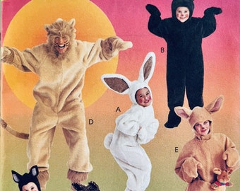 UNCUT 1997 McCall's 8953 adult's animal costume pattern for a bunny, bear, cat lion or kangaroo. Adult size XL, chest 42"-44".
