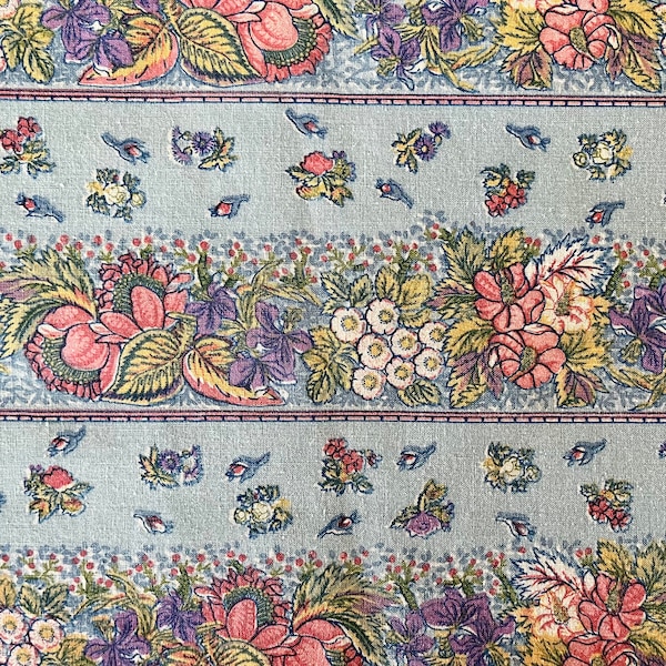43" wide x 2 yards 12" long Concord all-cotton fabric in a cherry blossom floral stripe, excellent condition.