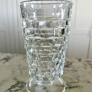 1960&#39;s Indiana Whitehall Colony ice tea glass in the clear, cubist pattern, excellent condition: 6&quot; tall, holds 12-14 oz. I have 11 for sale