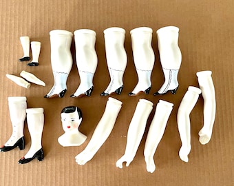 Vintage bisque doll legs, arms, head, all hand-painted, different sizes, selling separately but I do combine shipping.